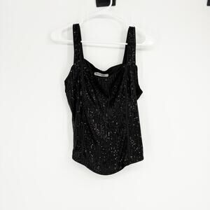 Grace Karin Black Sequin Tank Top Size Large Party y2k New Years